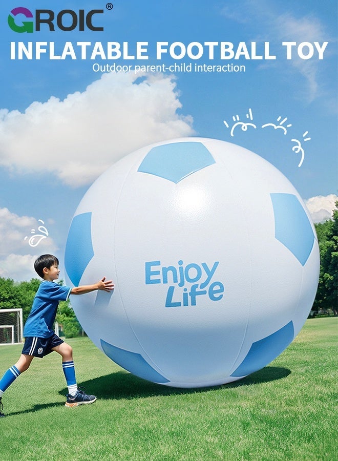 GROIC 1pc Giant Inflatable Soccer Ball - 80CM Beach Volleyball, Soccer Beach Ball with "Enjoy Life" Motif, Sports Gear  for Family Parties, Outdoor/Indoor Games Summer Swimming Pool Water Sports - Image 1